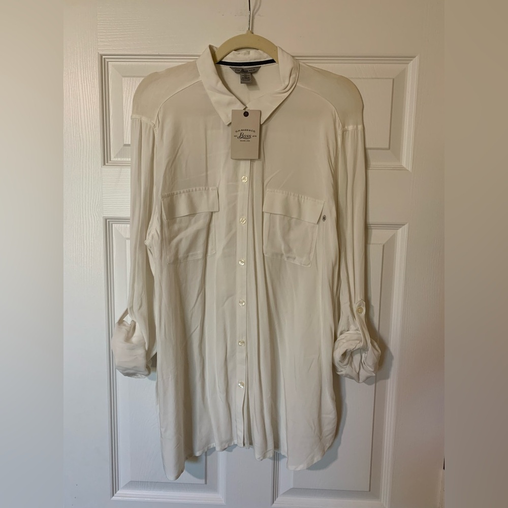 G.H. Bass & Co. Women’s White Button-Down Shirt Size XL Minimalist Neutral